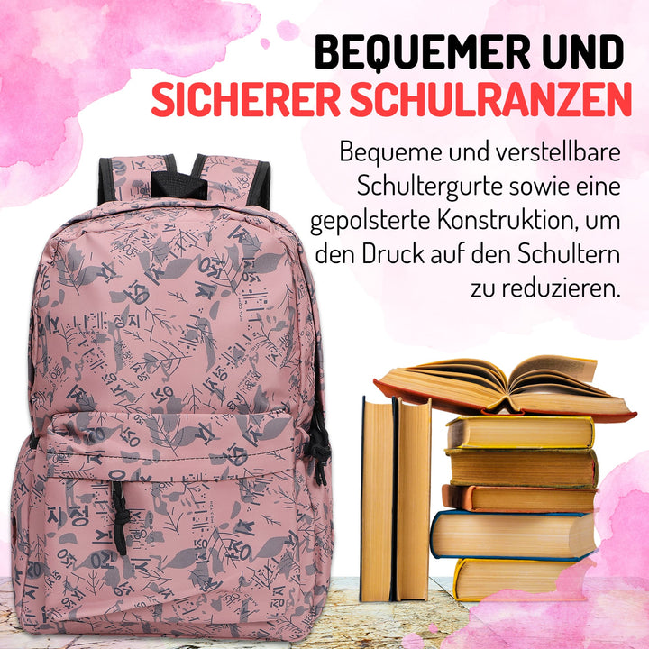   Nette Bedruckte Schultasche Ziegelrot – Europebazar