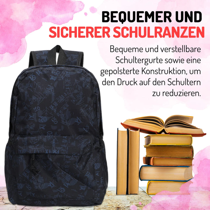   Nette Bedruckte Schultasche Ziegelschwarz – Europebazar