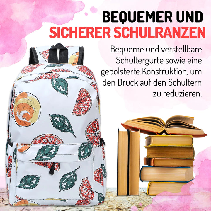   Nette Bedruckte Schultasche Grapefruit – Europebazar