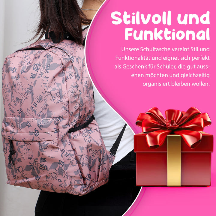   Nette Bedruckte Schultasche Ziegelrot – Europebazar