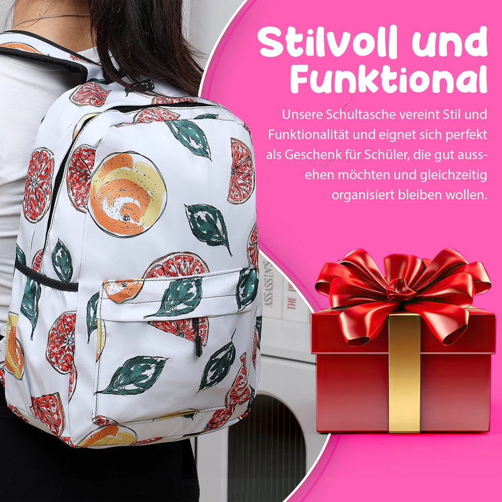   Nette Bedruckte Schultasche Grapefruit – Europebazar