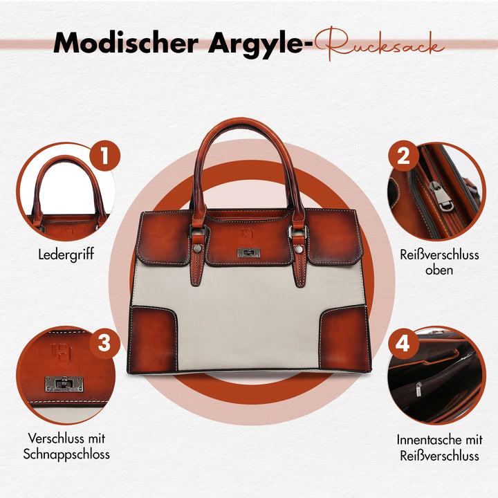 Damen Handtasche Leder Groß Beige– Europebazar