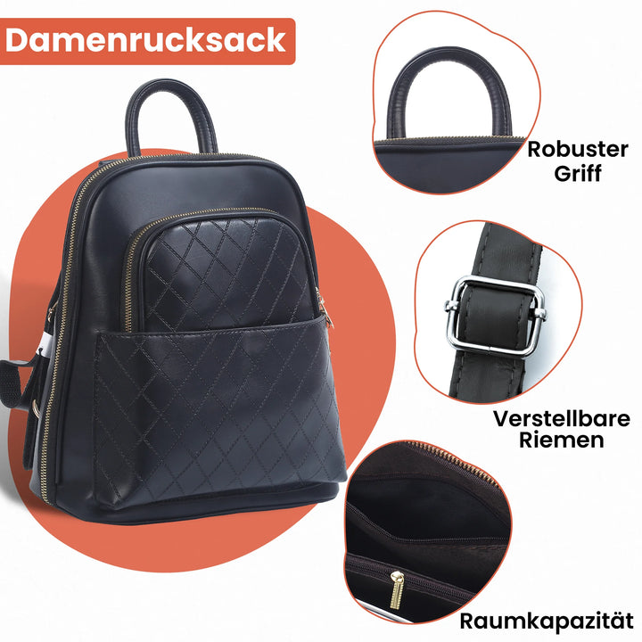 PU Leder Rucksack für Damen Schwarz – Europebazar