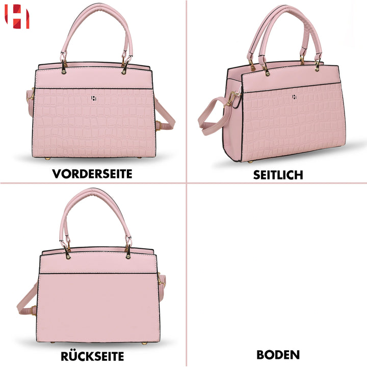 Damen Handtasche Pink- Krokodil Muster – Europebazar