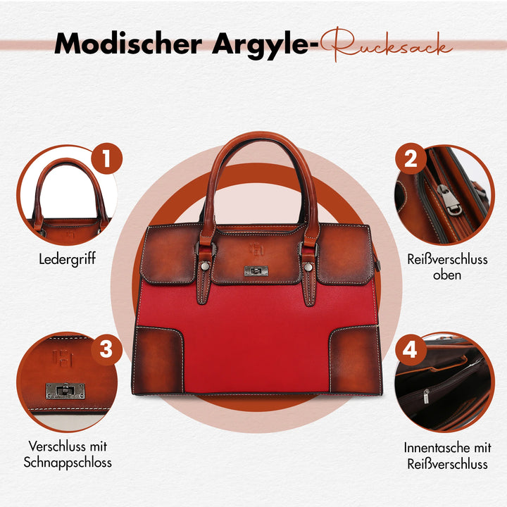 Damen Handtasche Leder Groß Rot– Europebazar