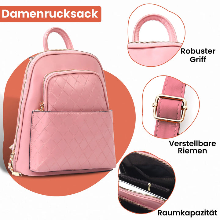 PU Leder Rucksack für Damen Pink– Europebazar