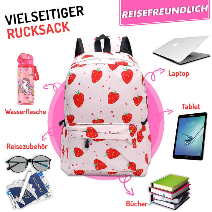   Nette Bedruckte Schultasche Erdbeere – Europebazar