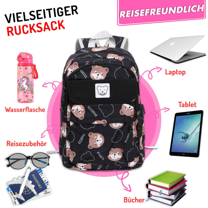 Nette Bedruckte Schultasche Schwarz– Europebazar