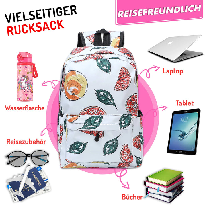   Nette Bedruckte Schultasche Grapefruit – Europebazar