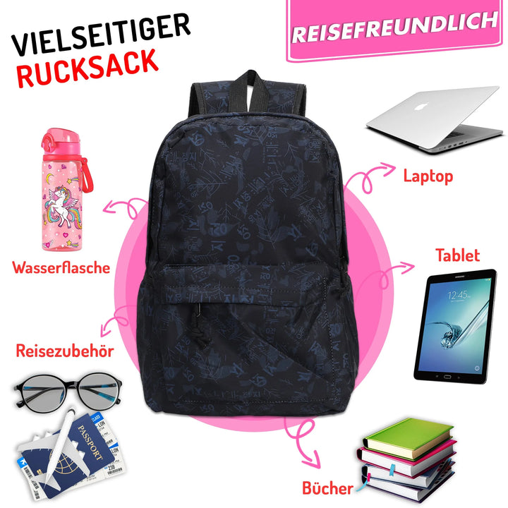   Nette Bedruckte Schultasche Ziegelschwarz – Europebazar