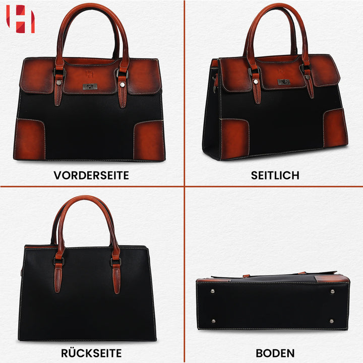 Damen Handtasche Leder Groß Schwarz– Europebazar 