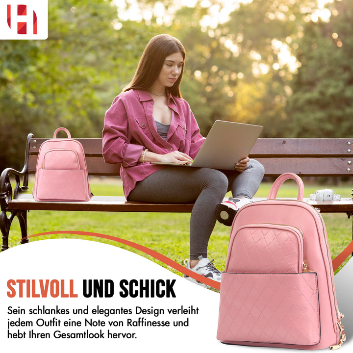 PU Leder Rucksack für Damen Pink– Europebazar