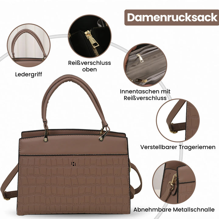 Damen Handtasche Braun- Krokodil Muster – Europebazar