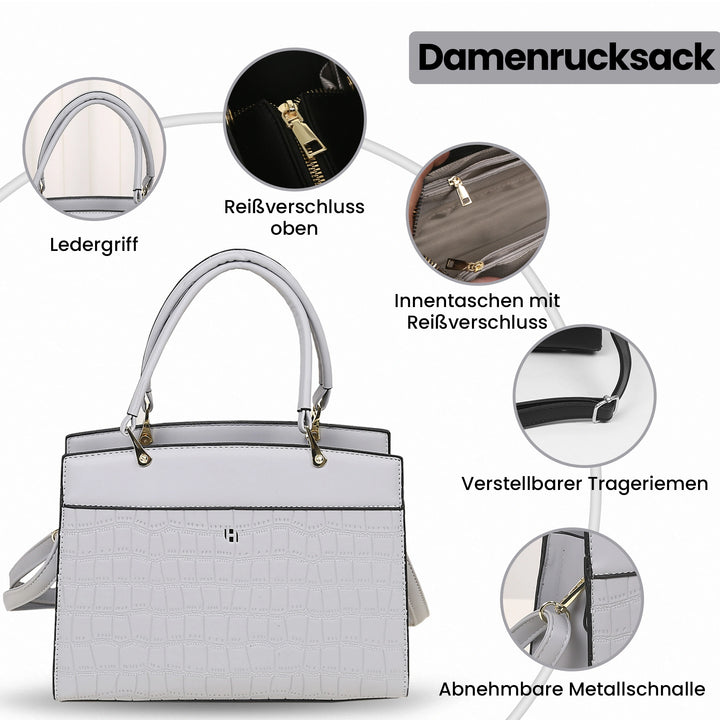 Damen Handtasche Grau- Krokodil Muster – Europebazar