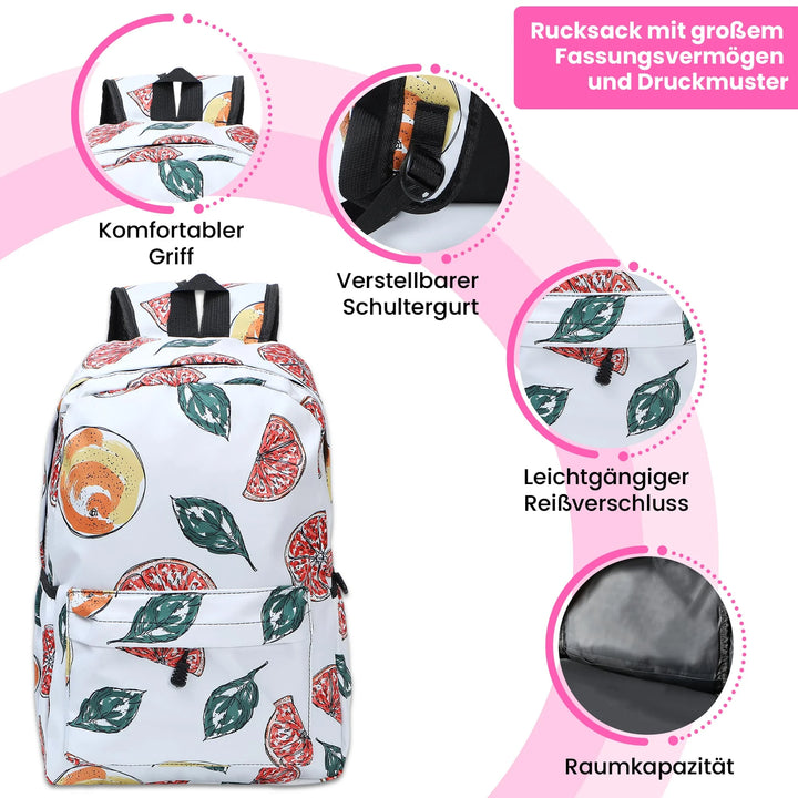   Nette Bedruckte Schultasche Grapefruit – Europebazar