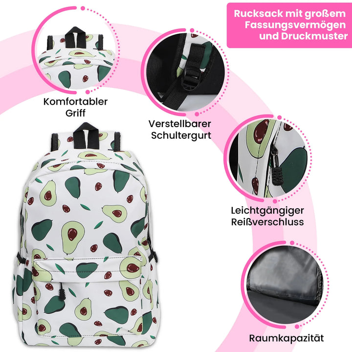 Nette Bedruckte Schultasche Avokado – Europebazar