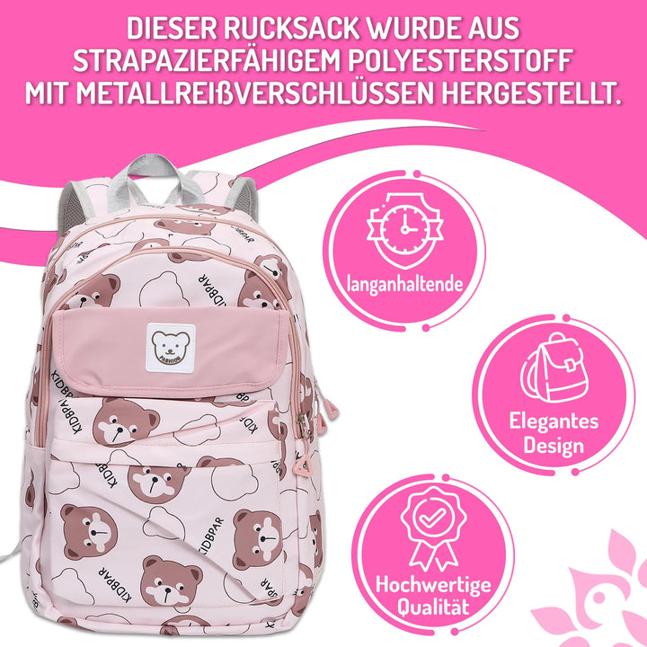 Nette Bedruckte Schultasche Pink – Europebazar