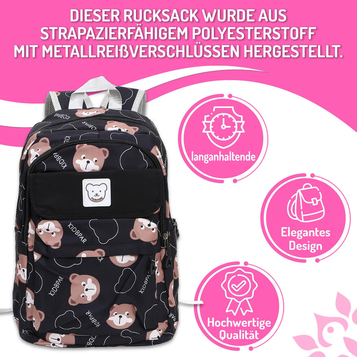 Nette Bedruckte Schultasche Schwarz– Europebazar