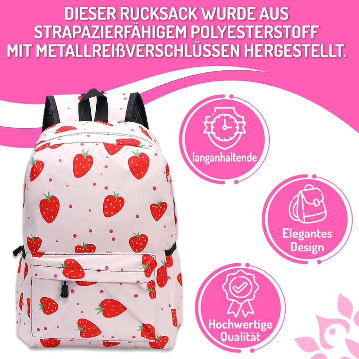   Nette Bedruckte Schultasche Erdbeere – Europebazar