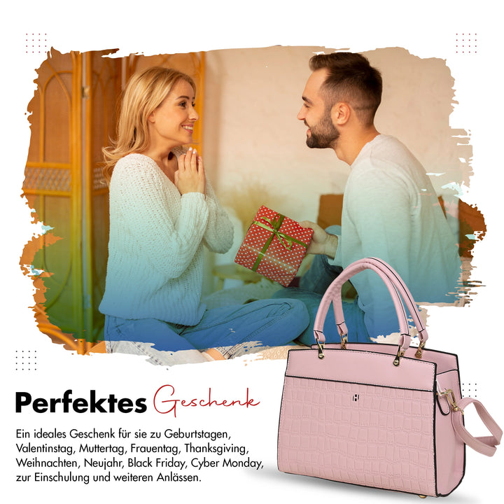 Damen Handtasche Pink- Krokodil Muster – Europebazar