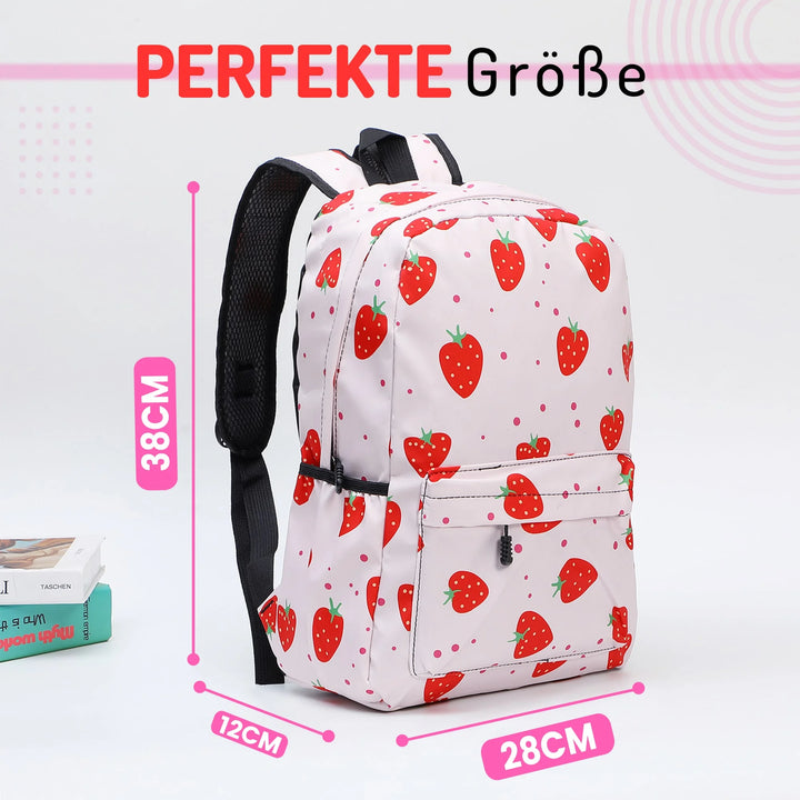   Nette Bedruckte Schultasche Erdbeere – Europebazar