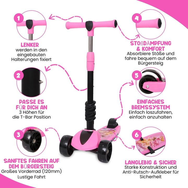 Habib Gruppe 3 - Rad Kinderroller mit LED Rädern & Sitz | Faltbar Höhenverstellbar - Europebazar
