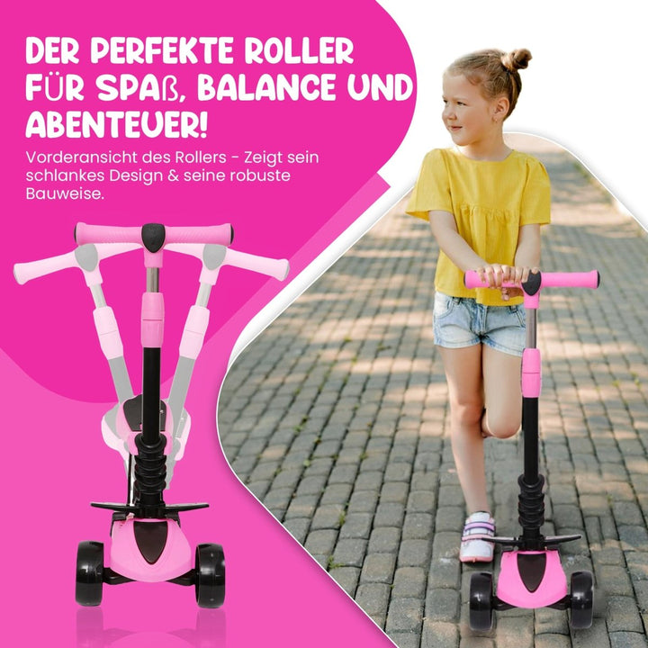 Habib Gruppe 3 - Rad Kinderroller mit LED Rädern & Sitz | Faltbar Höhenverstellbar - Europebazar