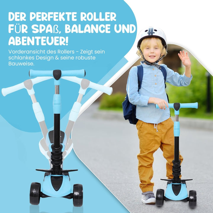 Habib Gruppe 3 - Rad Kinderroller mit LED Rädern & Sitz | Faltbar Höhenverstellbar - Europebazar