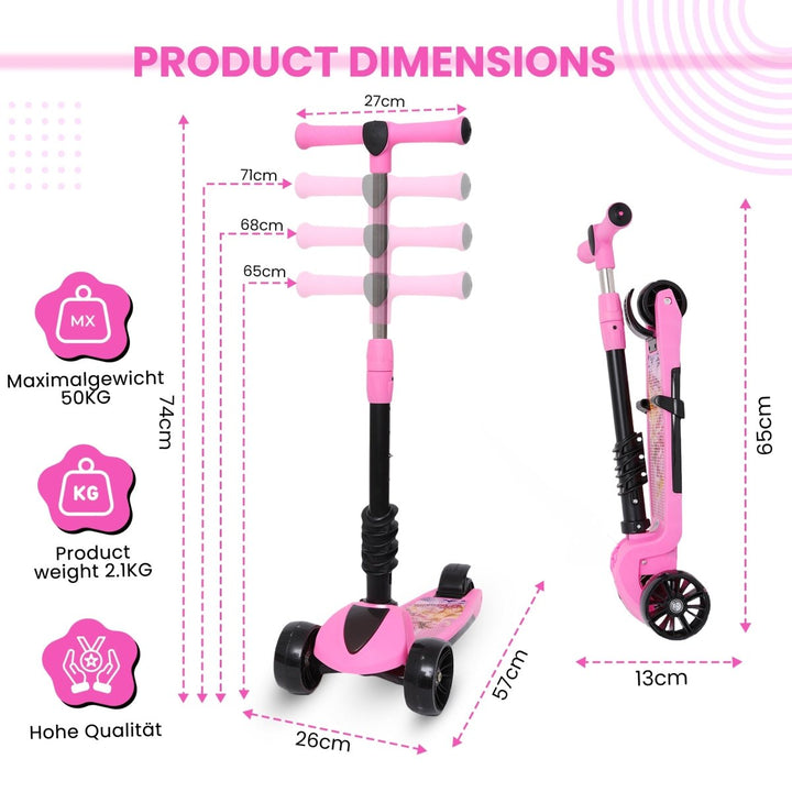 Habib Gruppe 3 - Rad Kinderroller mit LED Rädern & Sitz | Faltbar Höhenverstellbar - Europebazar