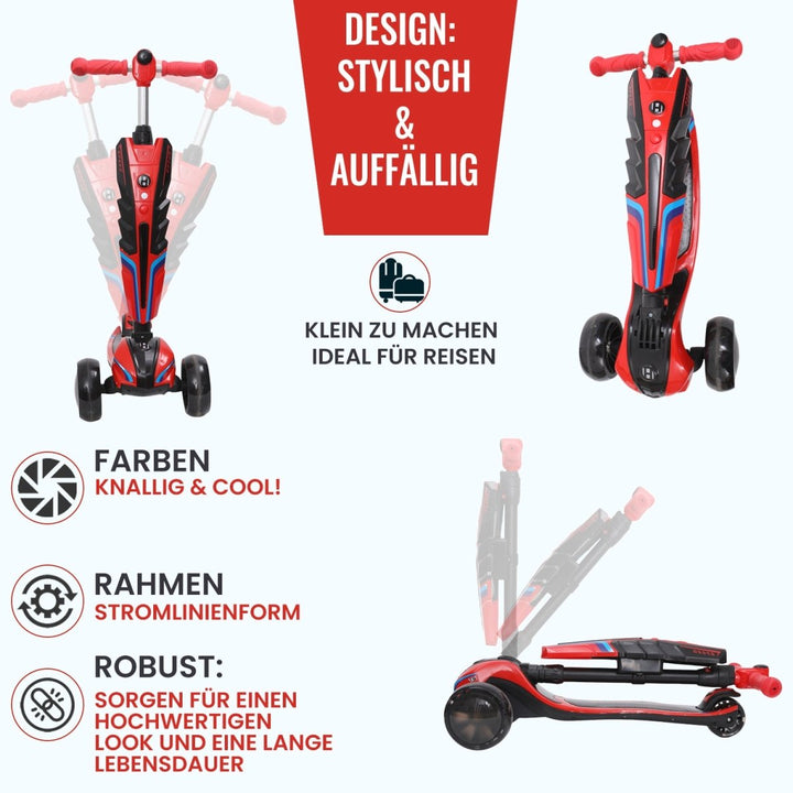 Habib Gruppe 3 - Rad Roller mit LED - Licht | Klappbar & bis 100kg belastbar - Europebazar