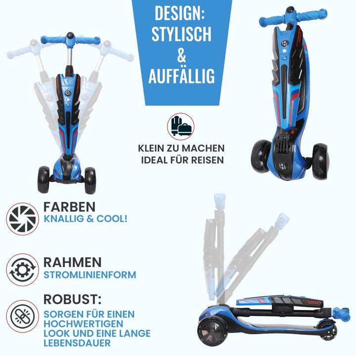 Habib Gruppe 3 - Rad Roller mit LED - Licht | Klappbar & bis 100kg belastbar - Europebazar