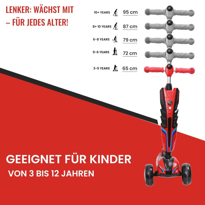 Habib Gruppe 3 - Rad Roller mit LED - Licht | Klappbar & bis 100kg belastbar - Europebazar