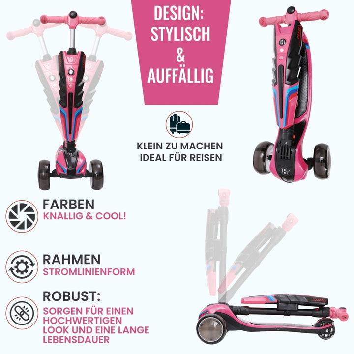 Habib Gruppe 3 - Rad Roller mit LED - Licht | Klappbar & bis 100kg belastbar - Europebazar