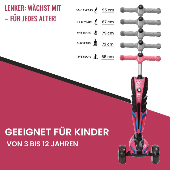 Habib Gruppe 3 - Rad Roller mit LED - Licht | Klappbar & bis 100kg belastbar - Europebazar