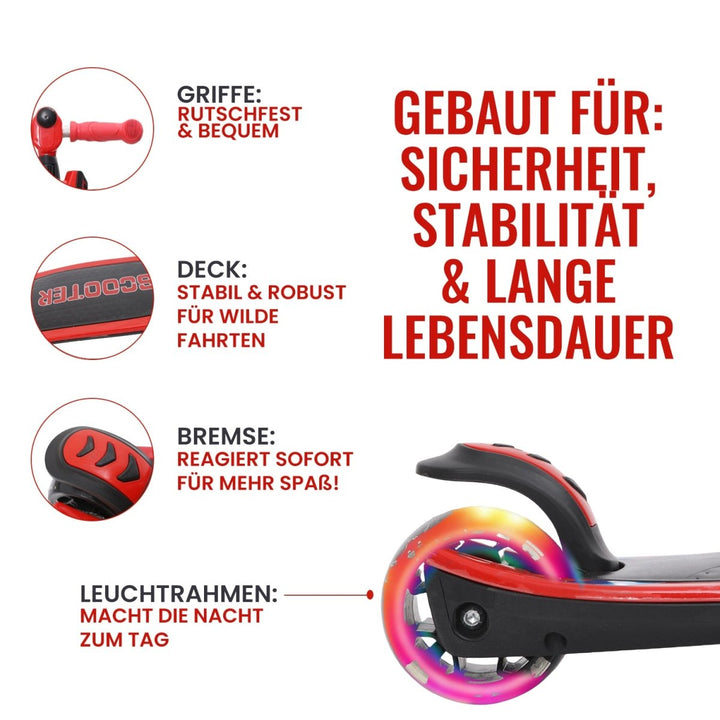 Habib Gruppe 3 - Rad Roller mit LED - Licht | Klappbar & bis 100kg belastbar - Europebazar