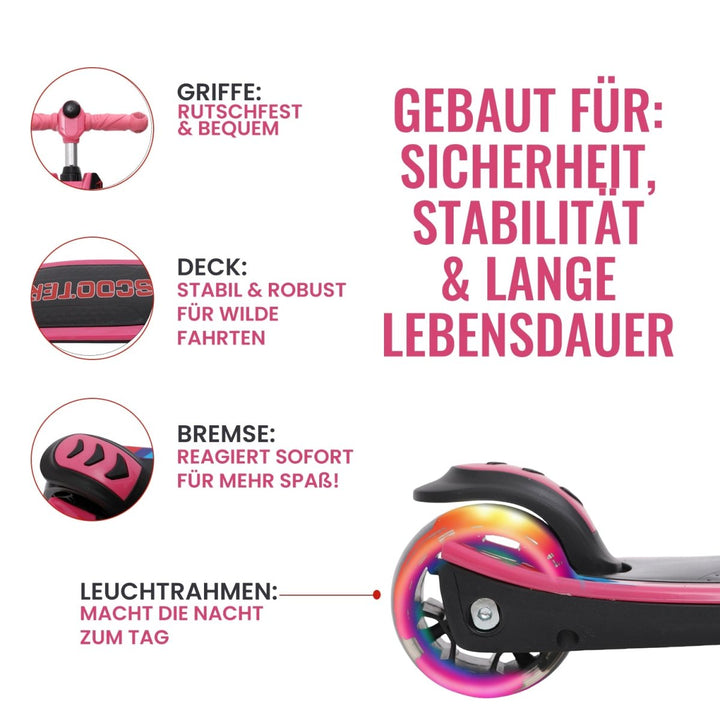 Habib Gruppe 3 - Rad Roller mit LED - Licht | Klappbar & bis 100kg belastbar - Europebazar