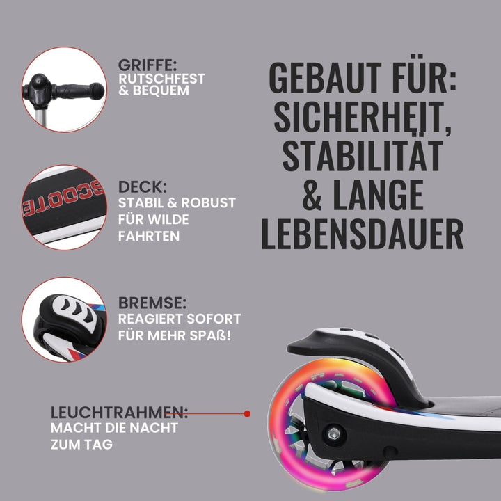 Habib Gruppe 3 - Rad Roller mit LED - Licht | Klappbar & bis 100kg belastbar - Europebazar