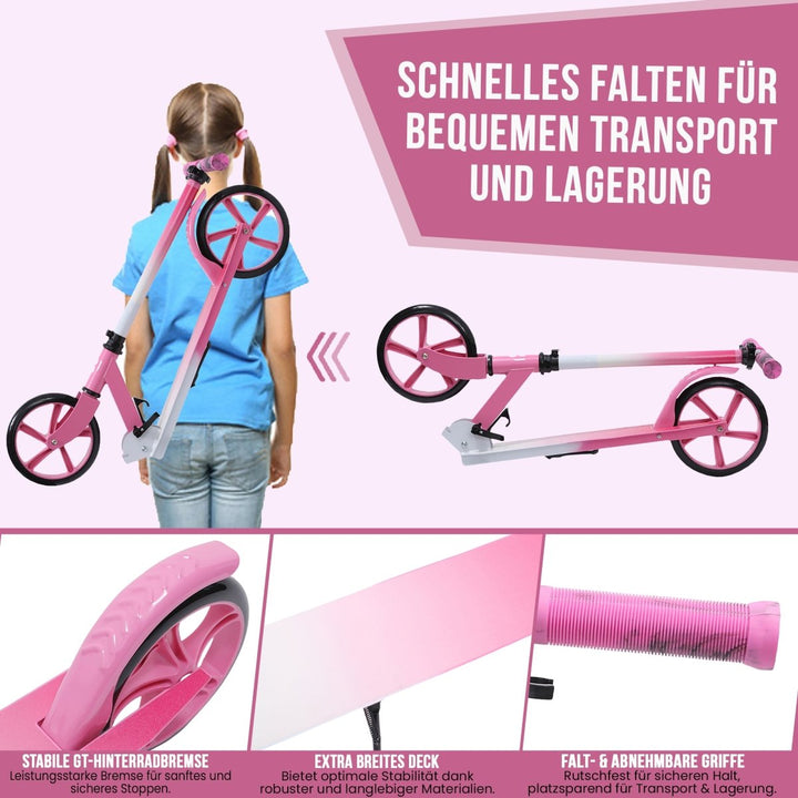 Habib Gruppe Cityroller - Kick Scooter - Kinderroller für Kinder und Jugendliche Zertifiziert vom TÜV Süd - Faltbarer Aluminium - Tretroller Höhenverstellbar - 200mm Räder - Tragbar - ab 10 Jahren - Europebazar