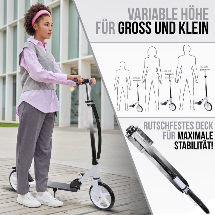 Habib Gruppe Cityroller - Kick Scooter - Kinderroller für Kinder und Jugendliche Zertifiziert vom TÜV Süd - Faltbarer Aluminium - Tretroller Höhenverstellbar - 200mm Räder - Tragbar - ab 10 Jahren - Europebazar