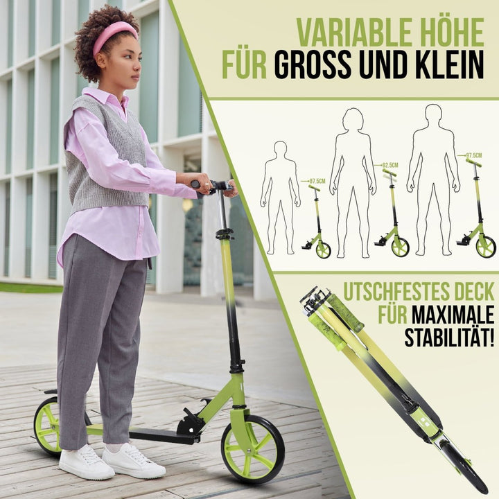 Habib Gruppe Cityroller - Kick Scooter - Kinderroller für Kinder und Jugendliche Zertifiziert vom TÜV Süd - Faltbarer Aluminium - Tretroller Höhenverstellbar - 200mm Räder - Tragbar - ab 10 Jahren - Europebazar