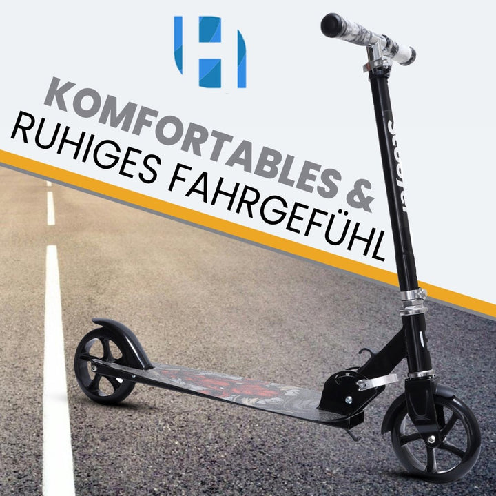 Habib Gruppe Cityroller Tretroller Scooter Kinderroller Jugendroller (6 - 16 Jahre) Zusammenklappbar Tragbar Roller Breites Deck Höhenverstellbar Bunte Griffe - Europebazar