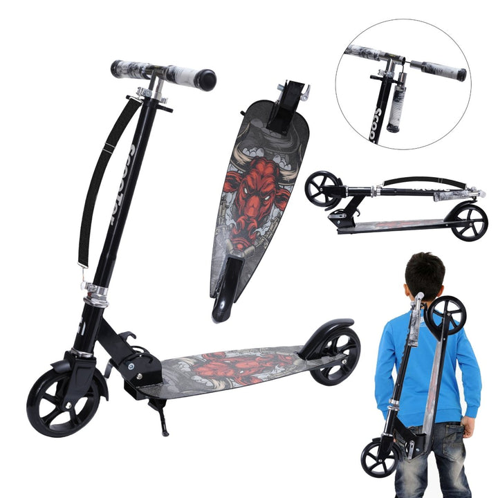 Habib Gruppe Cityroller Tretroller Scooter Kinderroller Jugendroller (6 - 16 Jahre) Zusammenklappbar Tragbar Roller Breites Deck Höhenverstellbar Bunte Griffe - Europebazar