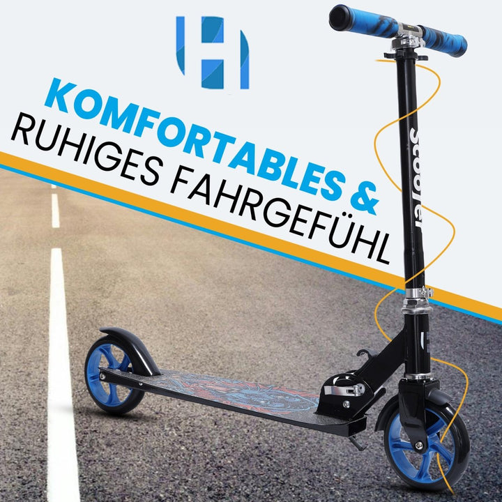 Habib Gruppe Cityroller Tretroller Scooter Kinderroller Jugendroller (6 - 16 Jahre) Zusammenklappbar Tragbar Roller Breites Deck Höhenverstellbar Bunte Griffe - Europebazar