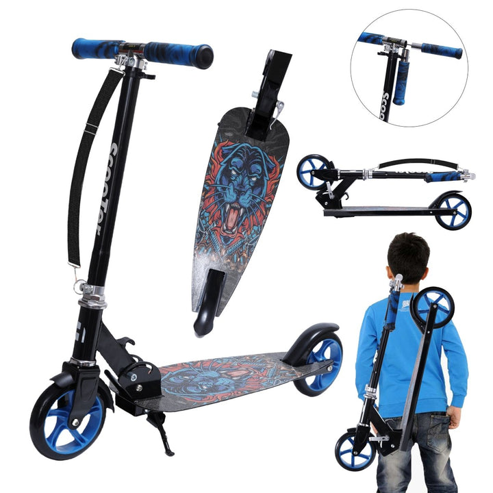 Habib Gruppe Cityroller Tretroller Scooter Kinderroller Jugendroller (6 - 16 Jahre) Zusammenklappbar Tragbar Roller Breites Deck Höhenverstellbar Bunte Griffe - Europebazar