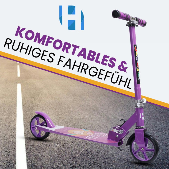 Habib Gruppe Cityroller Tretroller Scooter Kinderroller Jugendroller (6 - 16 Jahre) Zusammenklappbar Tragbar Roller Breites Deck Höhenverstellbar Bunte Griffe - Europebazar