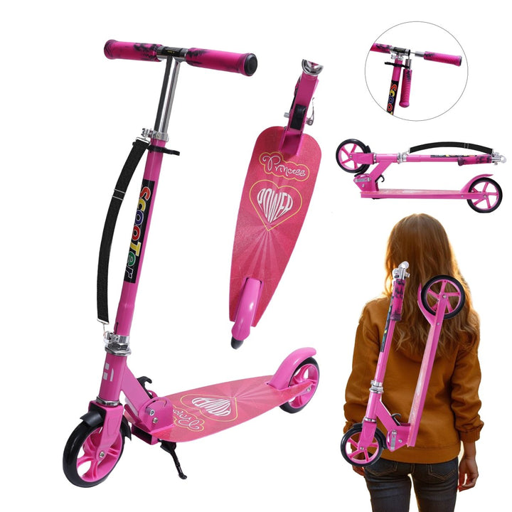 Habib Gruppe Cityroller Tretroller Scooter Kinderroller Jugendroller (6 - 16 Jahre) Zusammenklappbar Tragbar Roller Breites Deck Höhenverstellbar Bunte Griffe - Europebazar