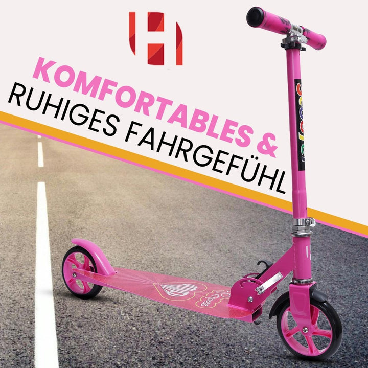 Habib Gruppe Cityroller Tretroller Scooter Kinderroller Jugendroller (6 - 16 Jahre) Zusammenklappbar Tragbar Roller Breites Deck Höhenverstellbar Bunte Griffe - Europebazar