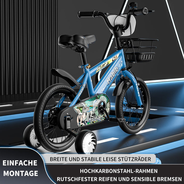 Habib Gruppe Dino Jungenfahrrad 12" 14" 16" | Set mit Schutzpads & Pumpe - Europebazar