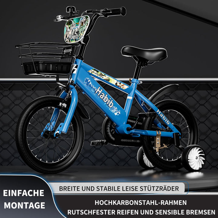 Habib Gruppe Dino Jungenfahrrad 12" 14" 16" | Set mit Schutzpads & Pumpe - Europebazar