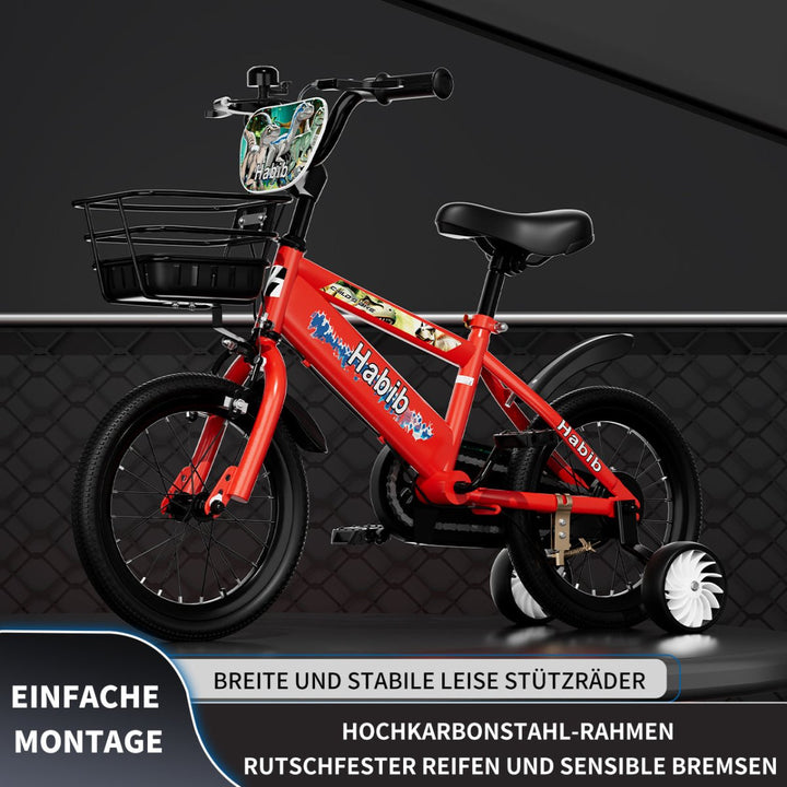Habib Gruppe Dino Jungenfahrrad 12" 14" 16" | Set mit Schutzpads & Pumpe - Europebazar